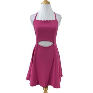 Max & Ash Dress Womens M Medium Midriff Cutout Scalloped Halter Open Back Flare